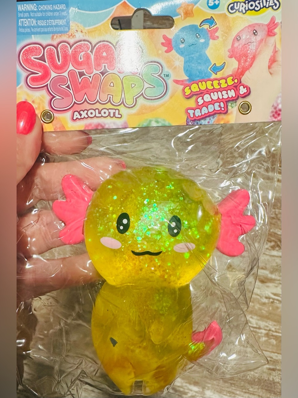 Sugar Swaps Axolotl Squishy Toy - Yellow with Pink Accents